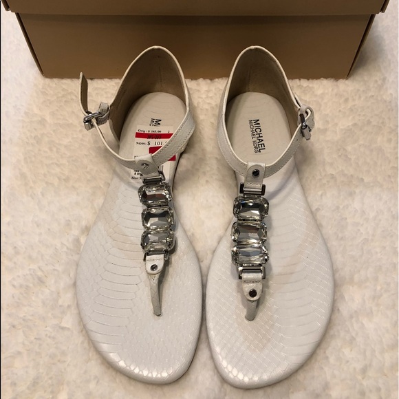 Michael Kors Leslie Thong Embossed Leather Sandals - Picture 2 of 4